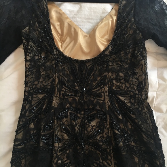 Sue Wong Black /Champagne Lace Cocktail Dress - Picture 7 of 8